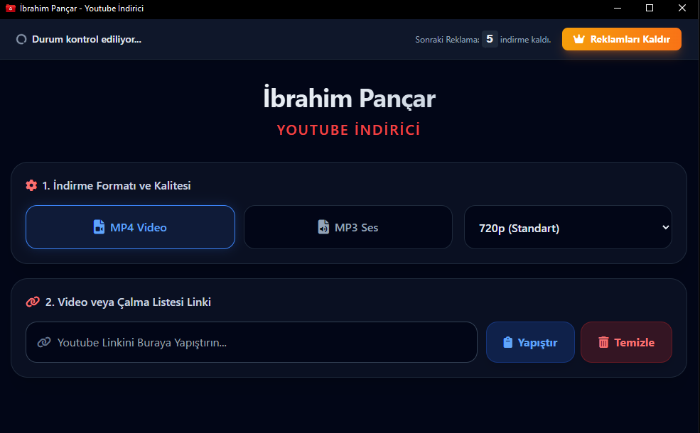 Reklamlı Free Sürüm Arayüz Görünümü